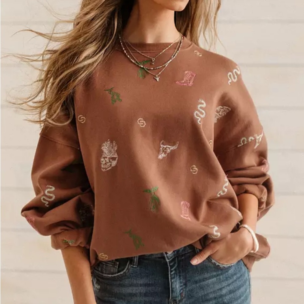 Sterling & Stitch Western Graphic Sweatshirt – Size Large, Gently Used
